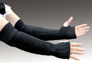 Side view of Seraphina flame-resistant sleeves with thumb hole openings, providing full-arm heat protection.